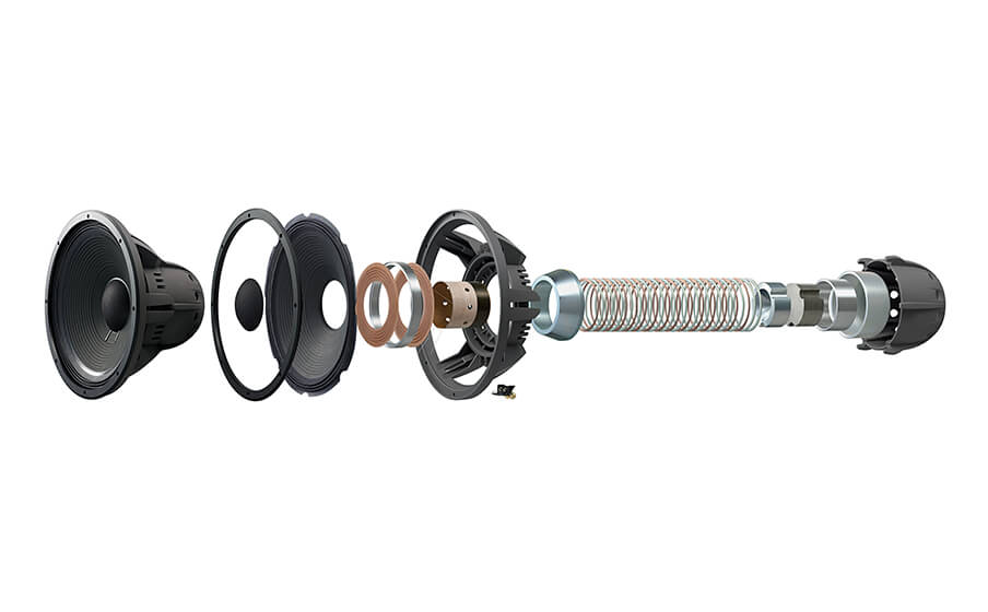 Project Everest DD67000 Dubbele 15-inch (380 mm) sandwichconuswoofers bestaande uit drie lagen (zuivere pulplagen boven en onder een kern van ingespoten schuim). - Image