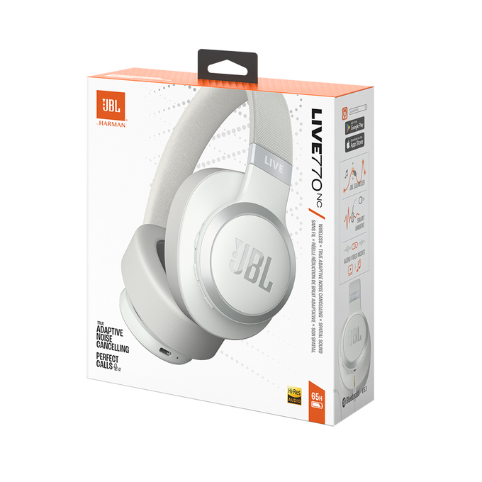 JBL Live 770NC ワイヤレスヘッドホン ホワイト JBL Live 770NC | Draadloze over-ear koptelefoon met True