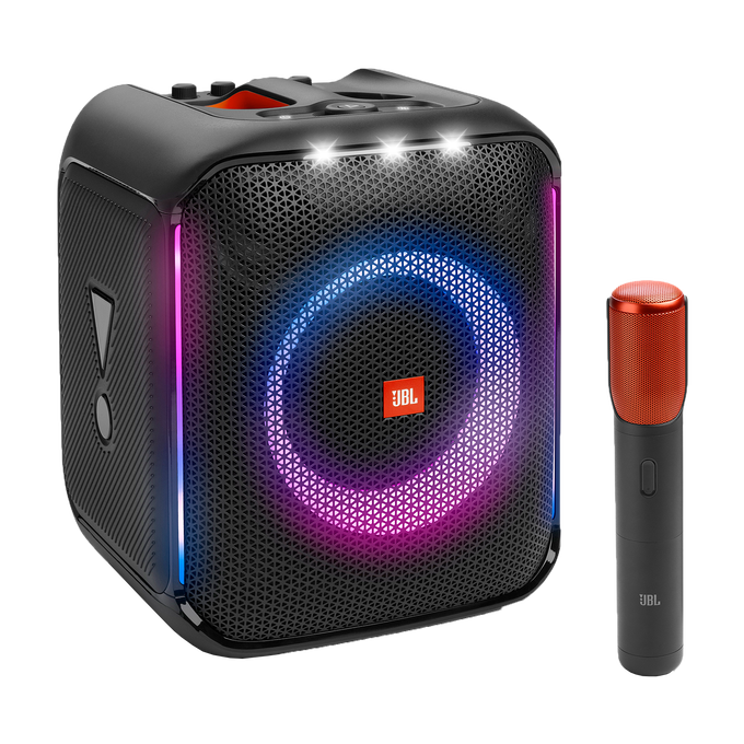 tellen volwassene Sportman JBL PartyBox Encore | Draagbare partyluidspreker met krachtig 100 W geluid,  ingebouwde dynamische lichtshow, meegeleverde digitale draadloze microfoon  en spatwaterdicht ontwerp.