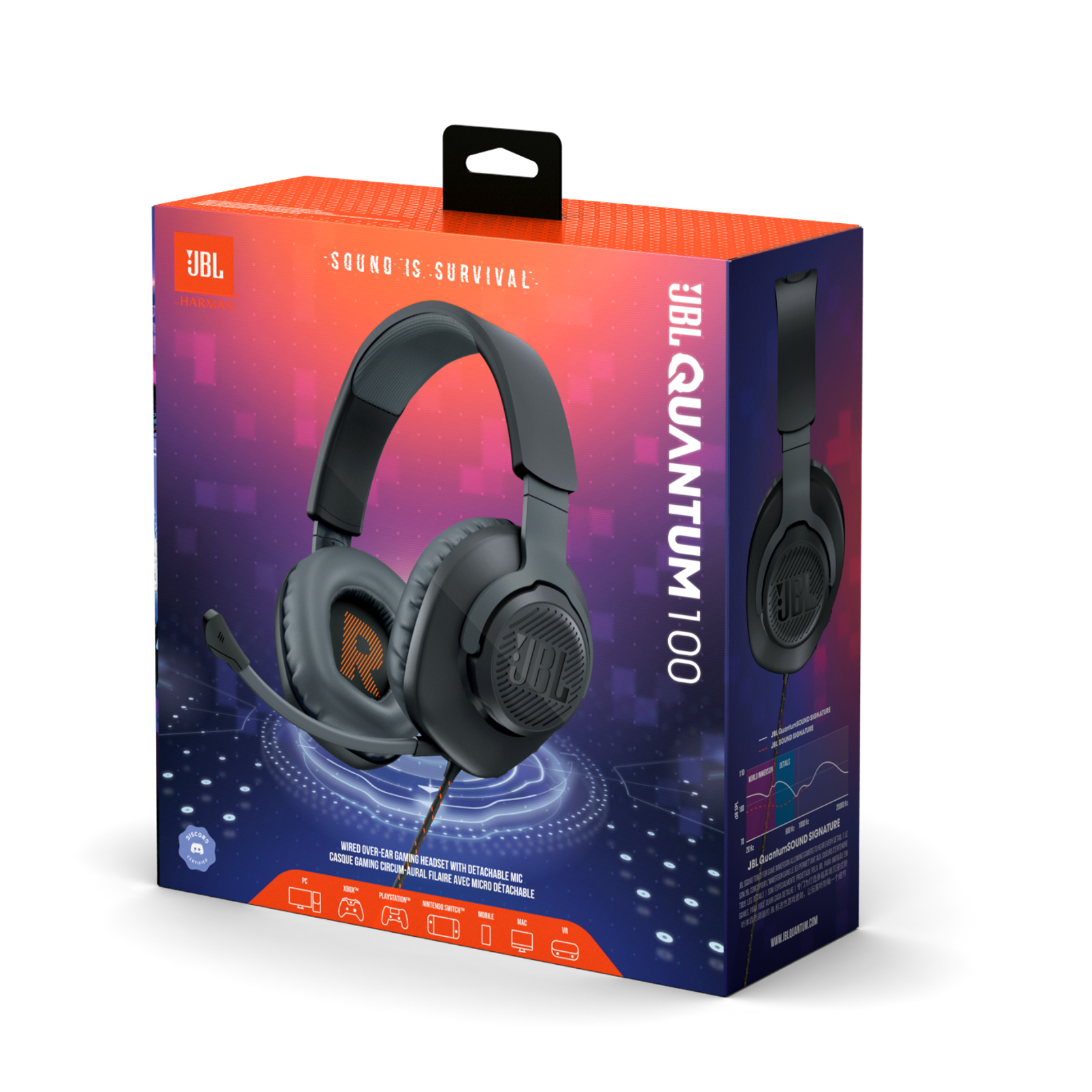 Jbl quantum 100 bedrade over ear gaming headset met een afneembare